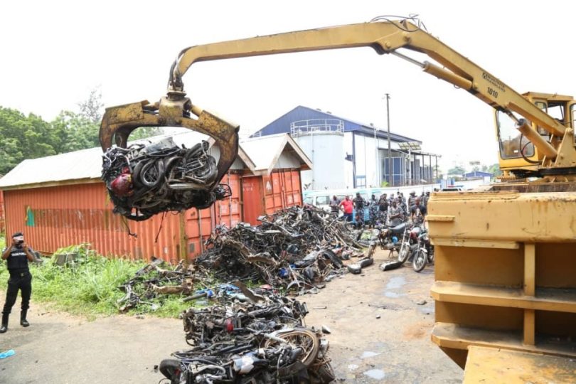 Police impound 130 bikes, arrest 5 persons in Lagos; as Collapsing building kills 1, injures another in Kano