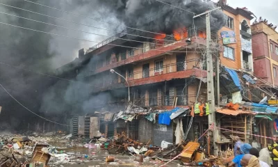 Lagos Building Collapses Under Intense Fire